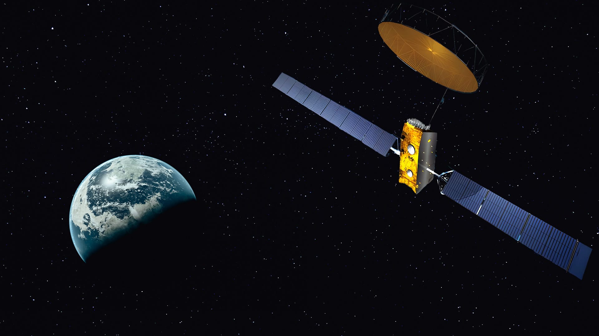 Artist rendering of Astromesh satellite on-orbit
